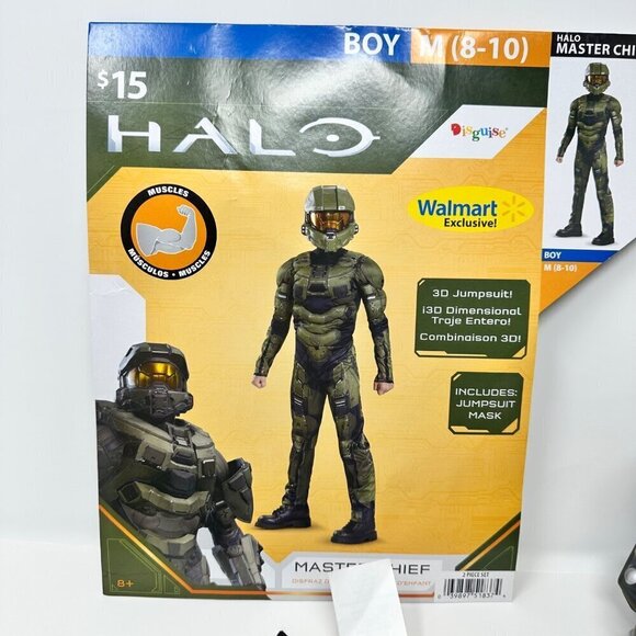 Halo Master Chief Halloween Costume 2 Piece Jumpsuit Mask Boy Medium (8-10) - Picture 3 of 9